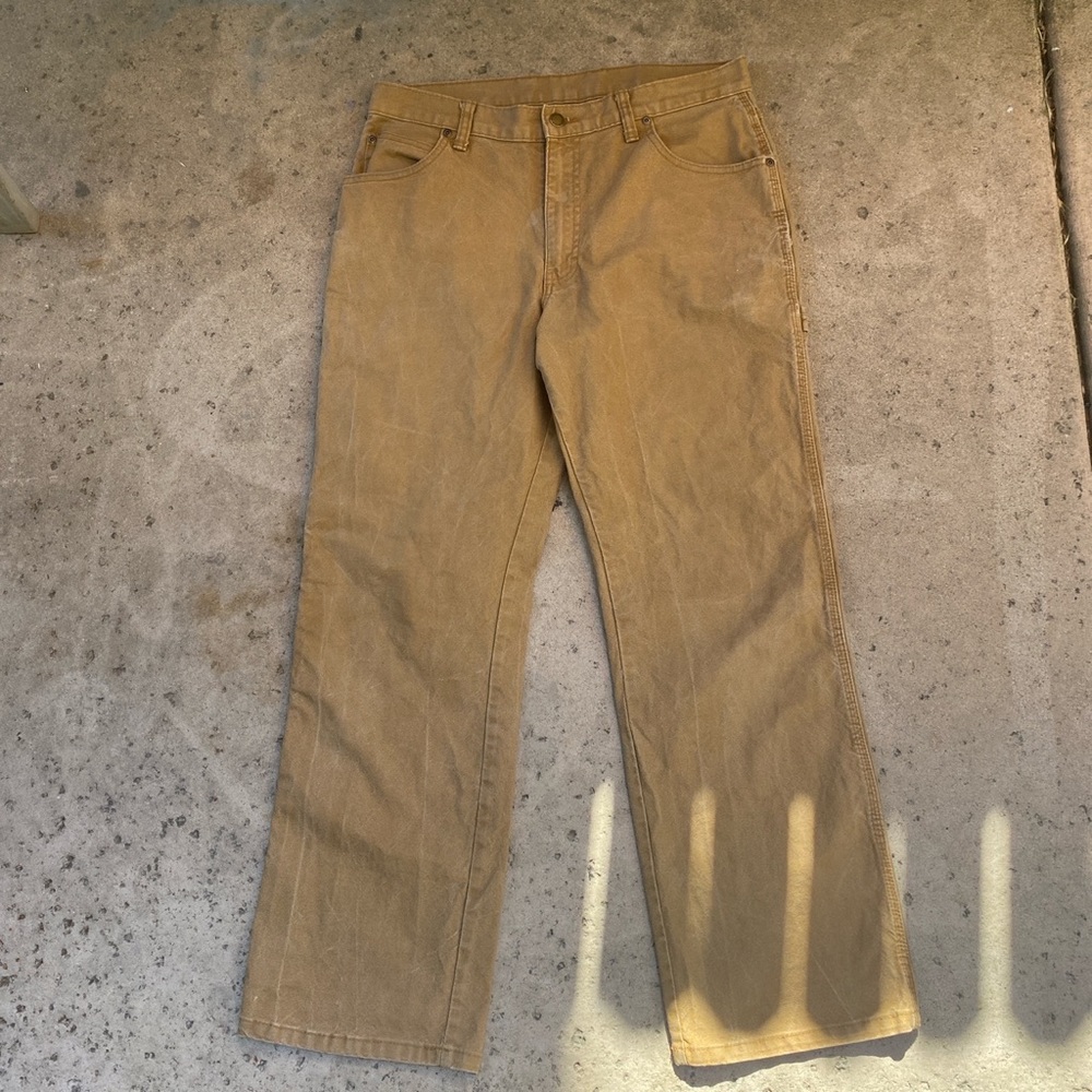 Dickies Trousers Relaxed Fit Carpenter Denim Workwear Pants, Tan, Mens 32x30